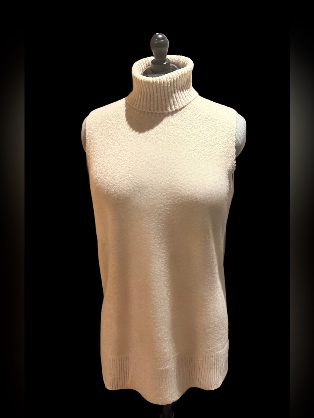 Ann Taylor “Oatmeal” Sleeveless Turtleneck Wool Blend Tunic Sweater Size L
